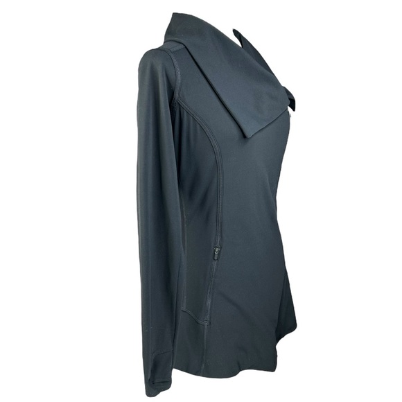 Athleta Blissout Jacket Small Black Moto Asymmetrical Thumbholes Pockets - Picture 3 of 15